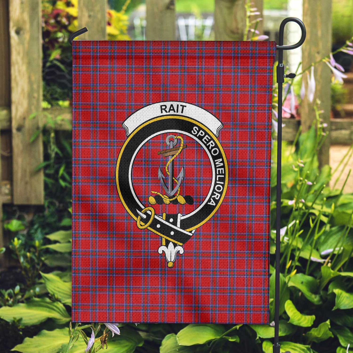 Clan Rait Tartan Garden Flag Crest And Plaid Basic Style