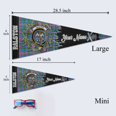 Clan Ralston Tartan Felt Pennant Crest And Plaid Basic Style