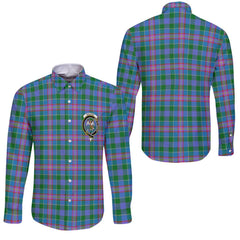 Clan Ralston Tartan Long Sleeve Button Shirt Crest And Plaid Basic Style
