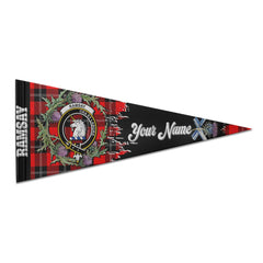 Clan Ramsay Tartan Felt Pennant Crest And Plaid Basic Style