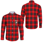 Clan Ramsay Tartan Long Sleeve Button Shirt Crest And Plaid Basic Style