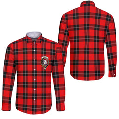 Clan Ramsay Tartan Long Sleeve Button Shirt Crest And Plaid Basic Style