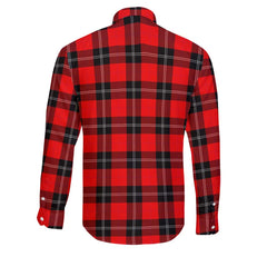 Clan Ramsay Tartan Long Sleeve Button Shirt Crest And Plaid Basic Style