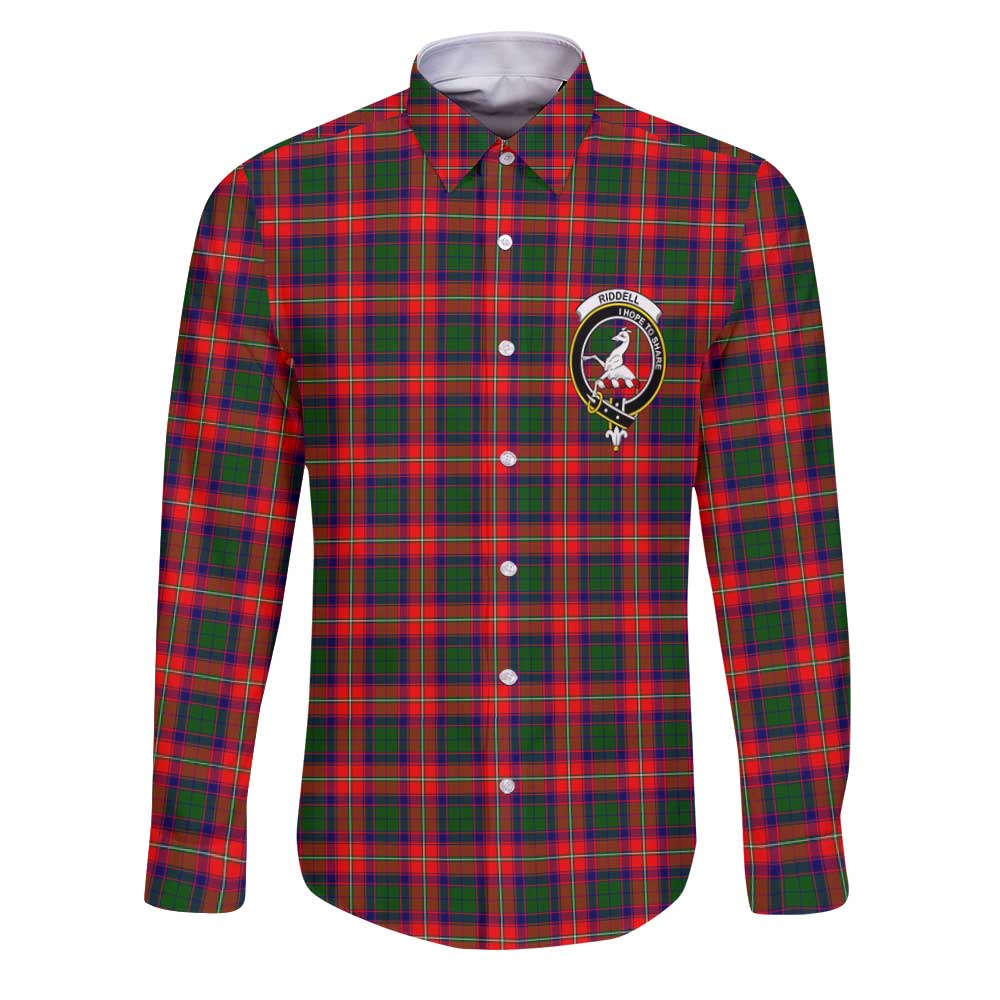 Clan Riddell Tartan Long Sleeve Button Shirt Crest And Plaid Basic Style