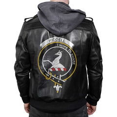 Clan Riddell Tartan Zip Leather Jacket Crest And Plaid Basic Style