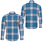 Clan Roberton Tartan Long Sleeve Button Shirt Crest And Plaid Basic Style