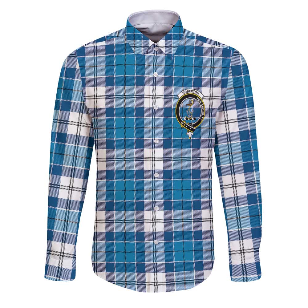 Clan Roberton Tartan Long Sleeve Button Shirt Crest And Plaid Basic Style