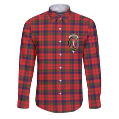 Clan Robertson Tartan Long Sleeve Button Shirt Crest And Plaid Basic Style