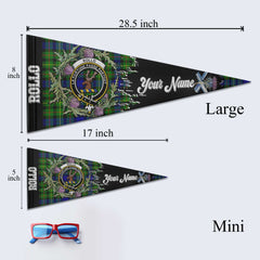 Clan Rollo Tartan Felt Pennant Crest And Plaid Basic Style