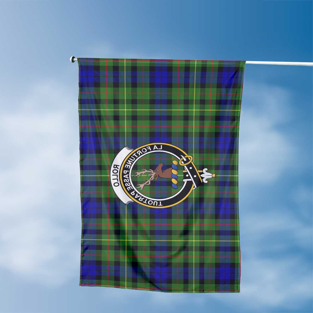 Clan Rollo Tartan Flag Crest And Plaid Basic Style