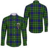 Clan Rollo Tartan Long Sleeve Button Shirt Crest And Plaid Basic Style