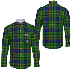 Clan Rollo Tartan Long Sleeve Button Shirt Crest And Plaid Basic Style