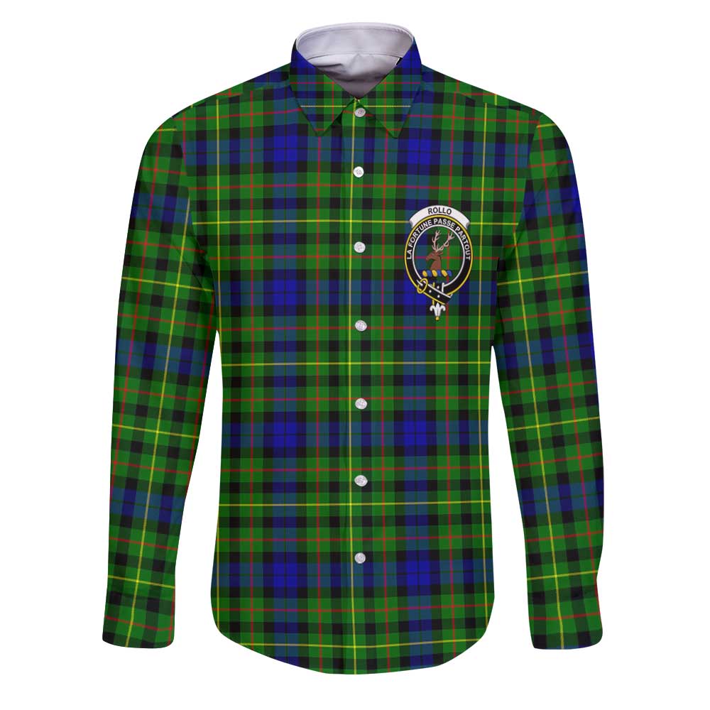 Clan Rollo Tartan Long Sleeve Button Shirt Crest And Plaid Basic Style