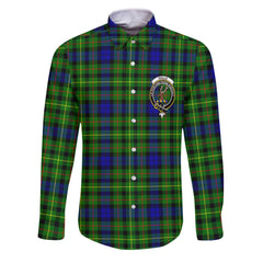 Clan Rollo Tartan Long Sleeve Button Shirt Crest And Plaid Basic Style