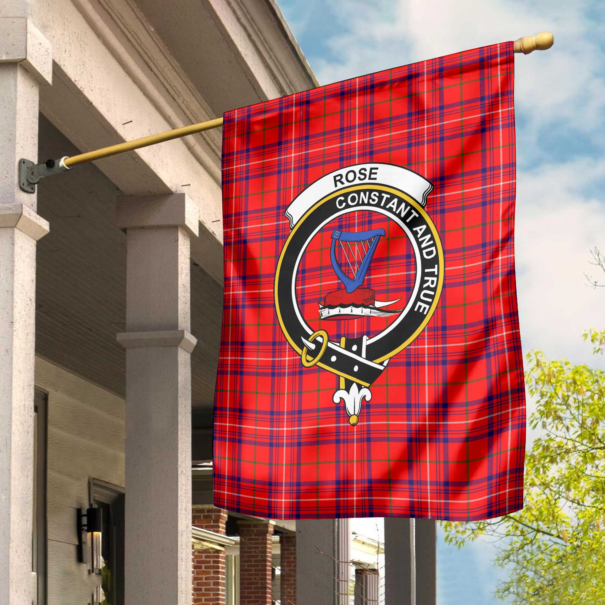 Clan Rose Tartan Garden Flag Crest And Plaid Basic Style