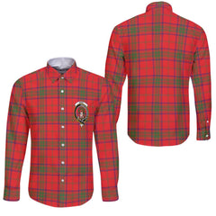 Clan Ross Tartan Long Sleeve Button Shirt Crest And Plaid Basic Style