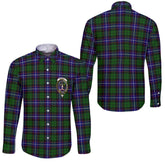 Clan Russell Tartan Long Sleeve Button Shirt Crest And Plaid Basic Style
