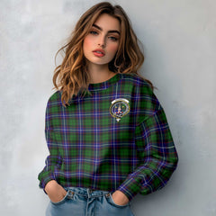Clan Russell Tartan Women Sweatshirt Crest And Plaid Basic Style