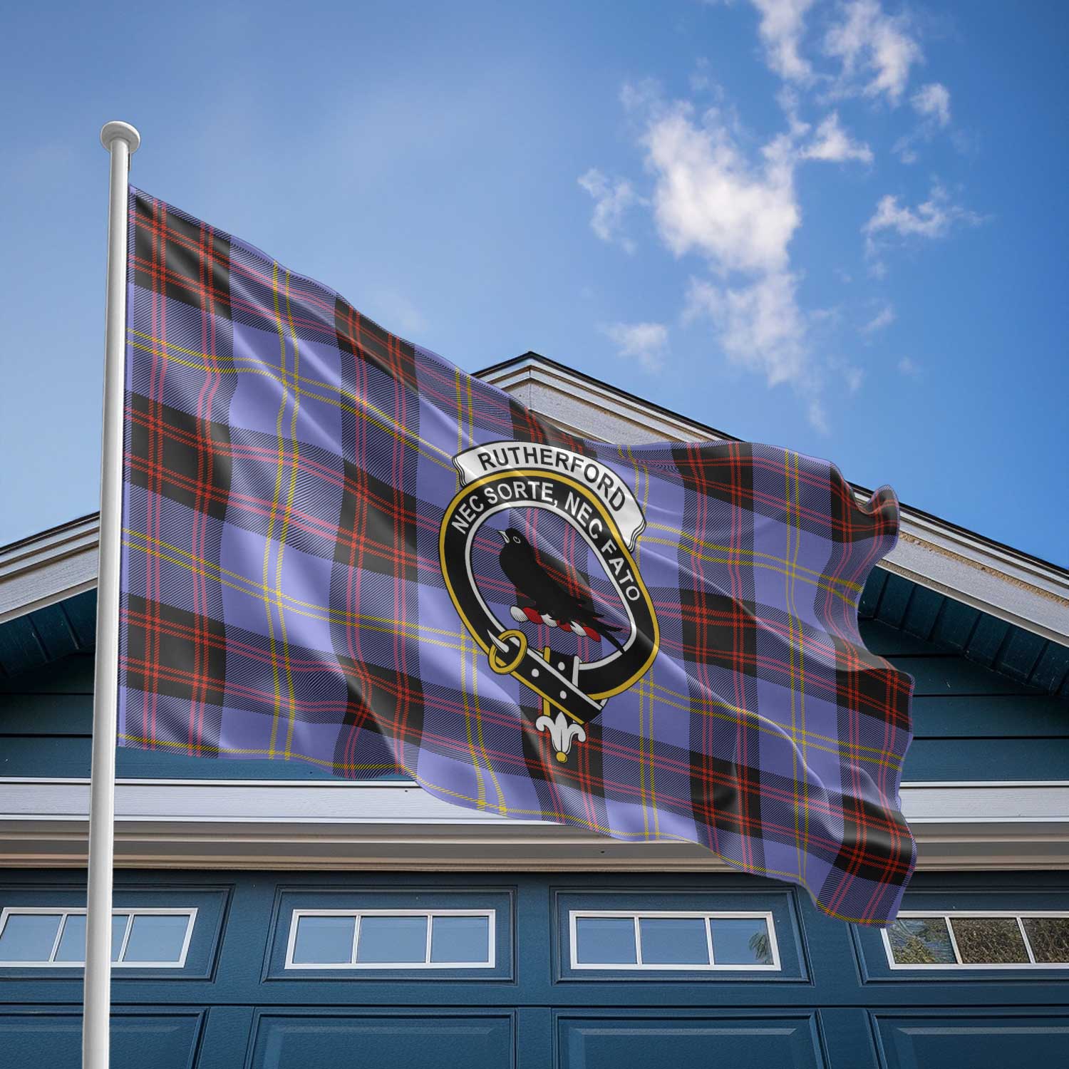 Clan Rutherford Tartan Flag Crest And Plaid Basic Style