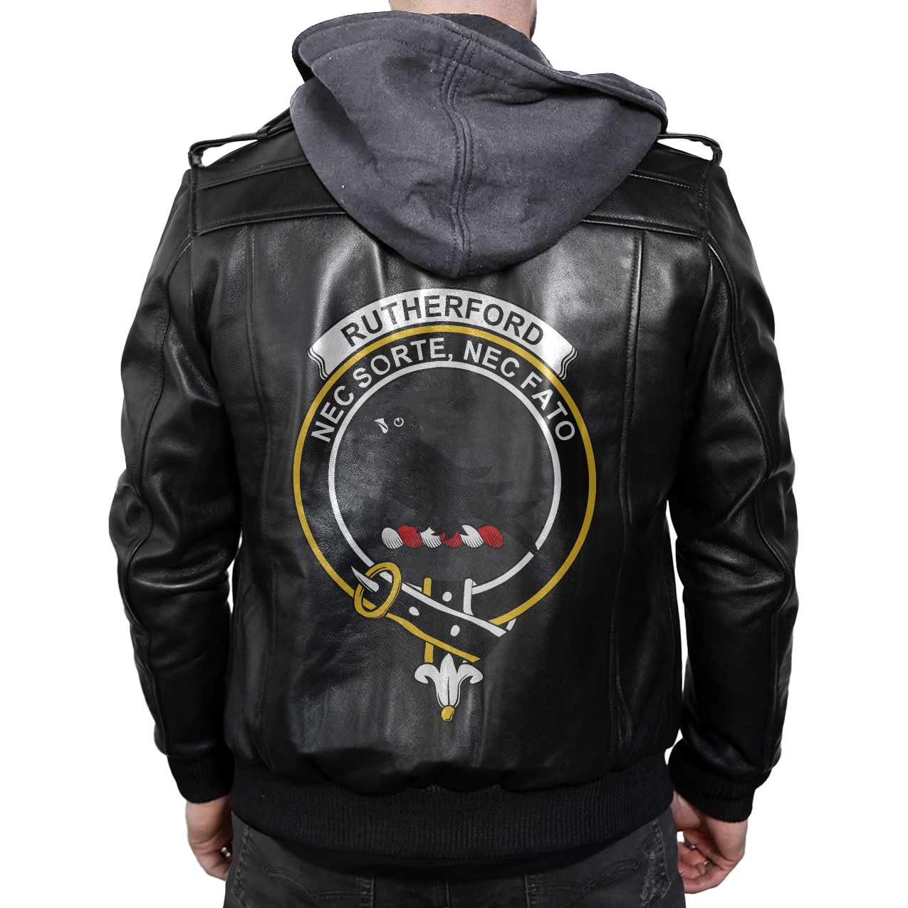 Clan Rutherford Tartan Zip Leather Jacket Crest And Plaid Basic Style