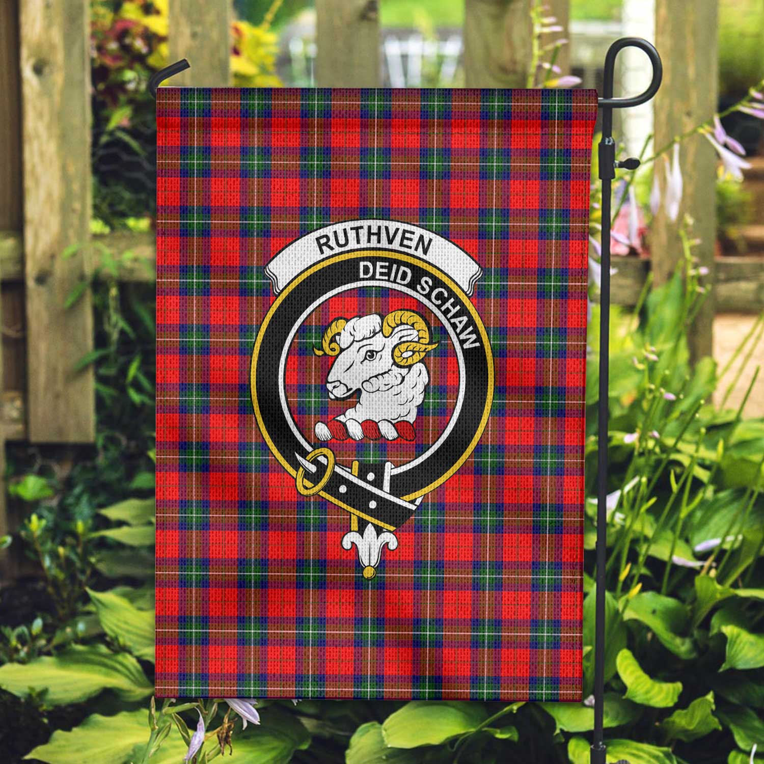 Clan Ruthven Tartan Garden Flag Crest And Plaid Basic Style