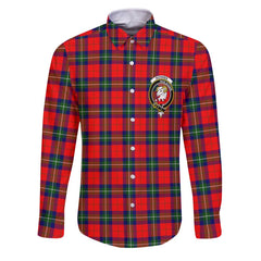 Clan Ruthven Tartan Long Sleeve Button Shirt Crest And Plaid Basic Style