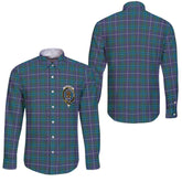 Clan Sandilands Tartan Long Sleeve Button Shirt Crest And Plaid Basic Style