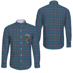 Clan Sandilands Tartan Long Sleeve Button Shirt Crest And Plaid Basic Style