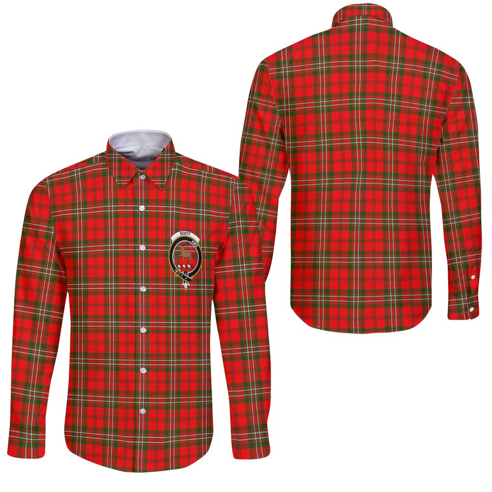 Clan Scott Tartan Long Sleeve Button Shirt Crest And Plaid Basic Style