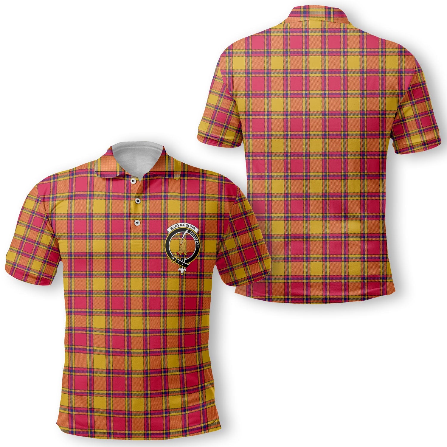 Clan Scrymgeour Tartan Men Polo Shirt Crest And Plaid Basic Style