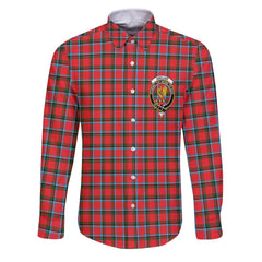 Clan Sinclair Tartan Long Sleeve Button Shirt Crest And Plaid Basic Style