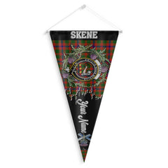 Clan Skene Tartan Felt Pennant Crest And Plaid Basic Style