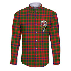 Clan Skene Tartan Long Sleeve Button Shirt Crest And Plaid Basic Style