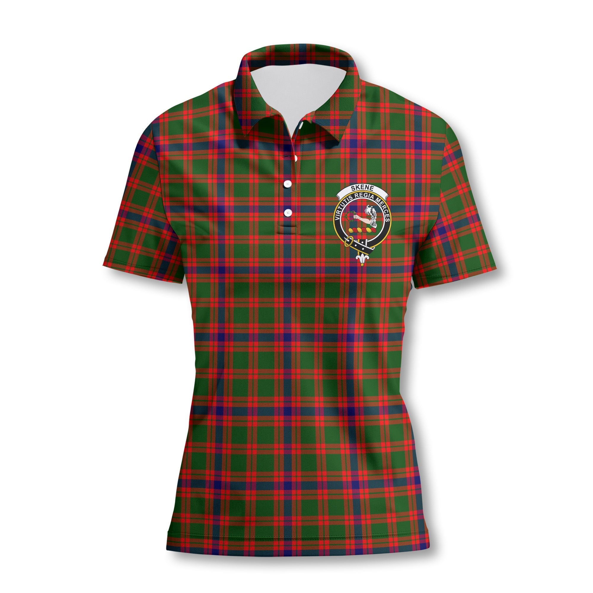 Clan Skene Tartan Women Polo Shirt Crest And Plaid Basic Style