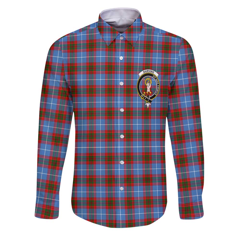 Clan Skirving Tartan Long Sleeve Button Shirt Crest And Plaid Basic Style