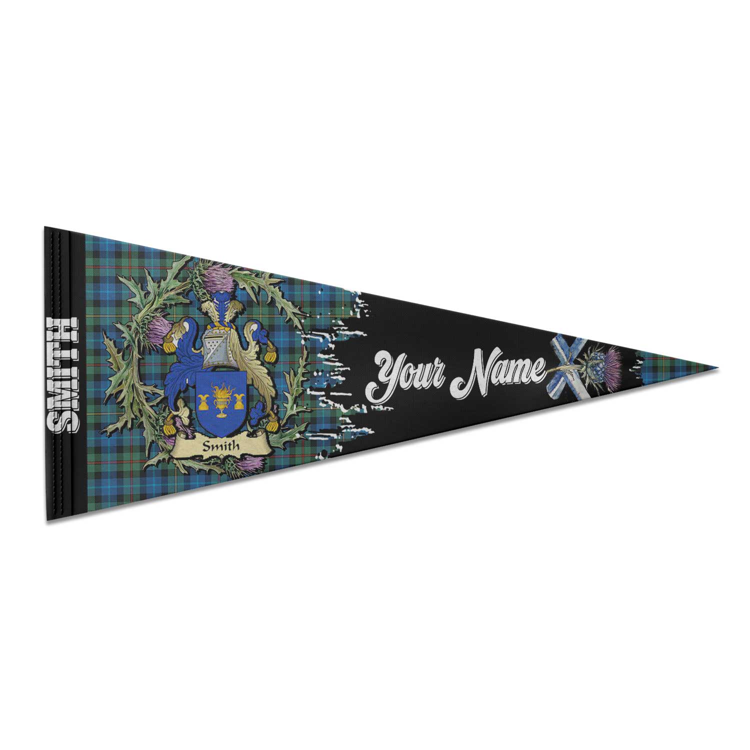 Clan Smith Tartan Felt Pennant Crest And Plaid Basic Style