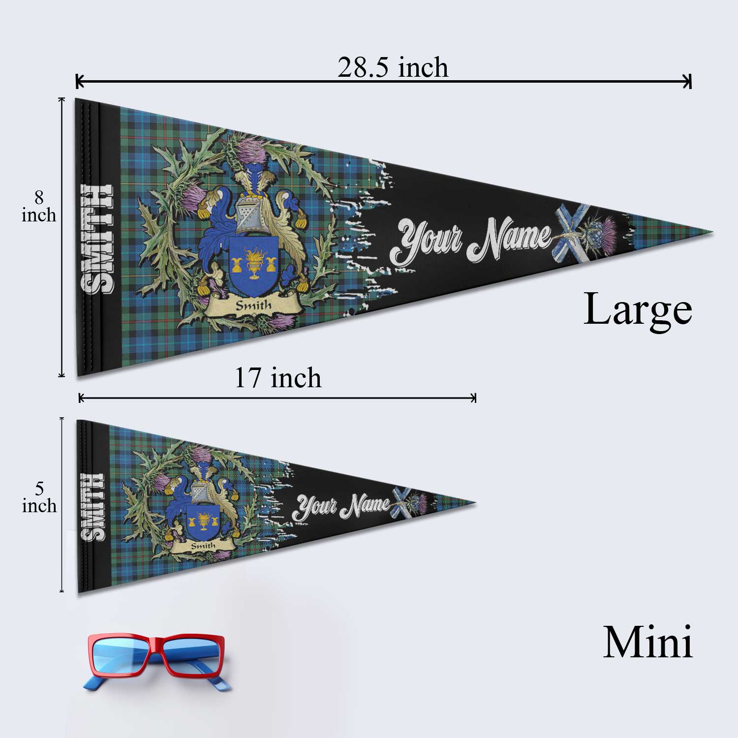 Clan Smith Tartan Felt Pennant Crest And Plaid Basic Style