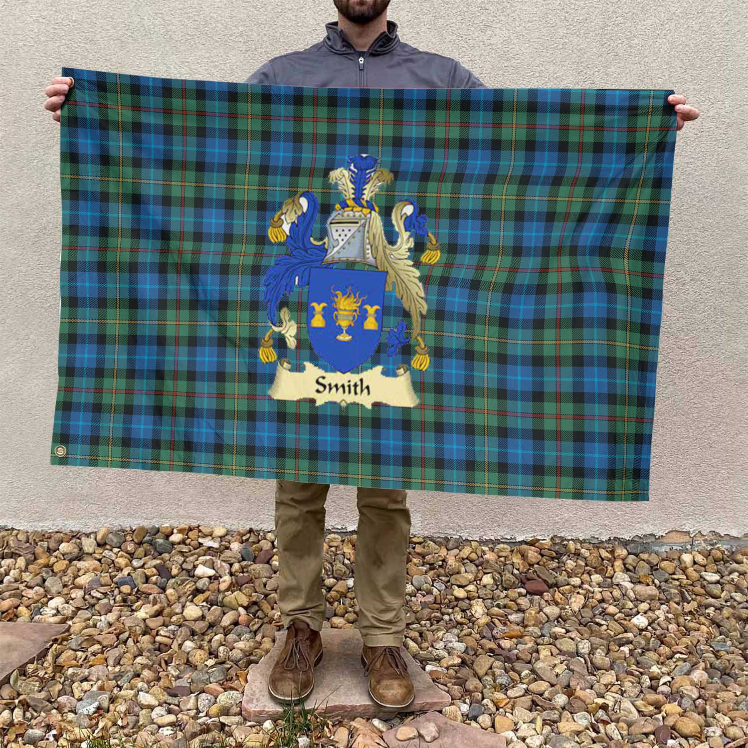 Clan Smith Tartan Flag Crest And Plaid Basic Style