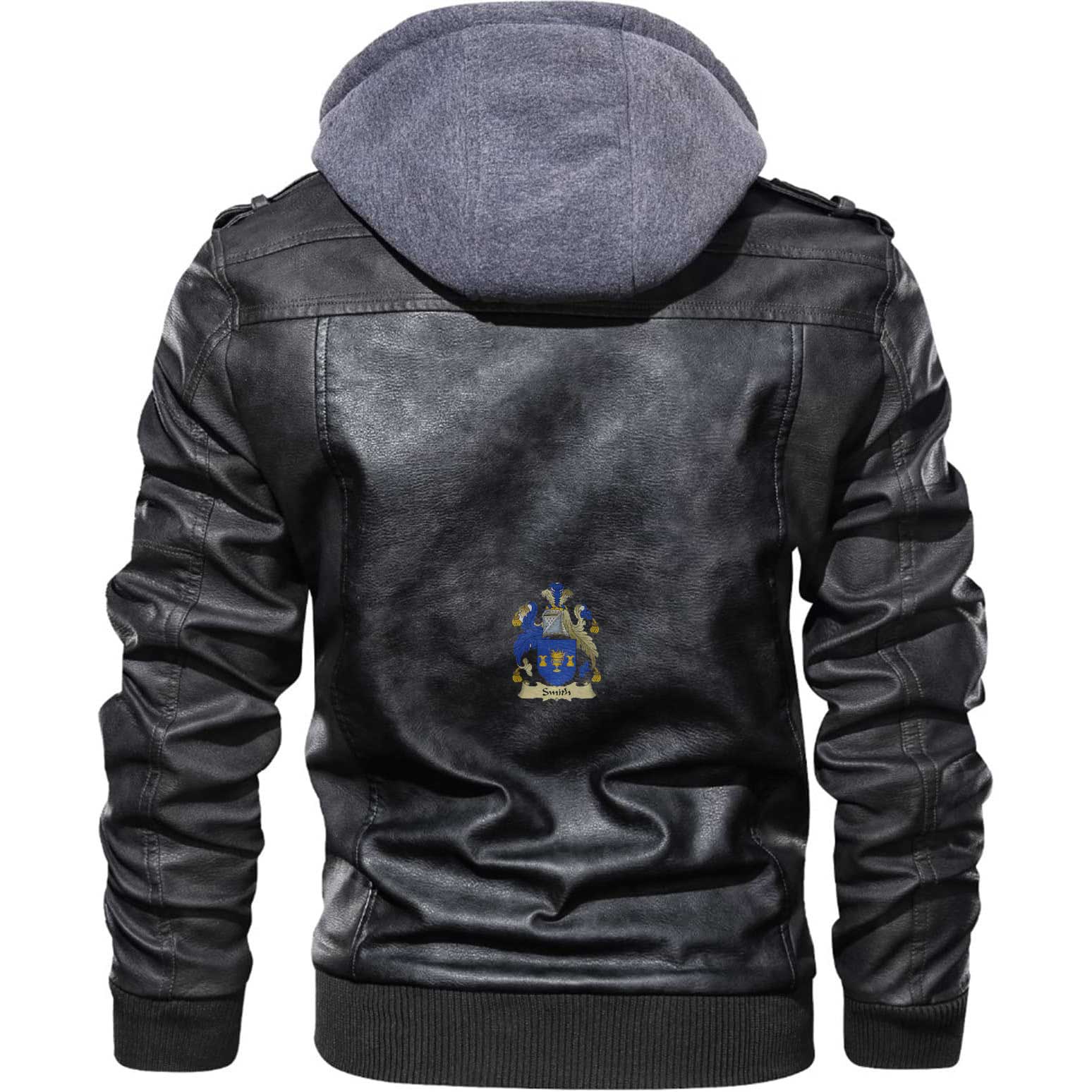 Clan Smith Tartan Zip Leather Jacket Crest And Plaid Basic Style