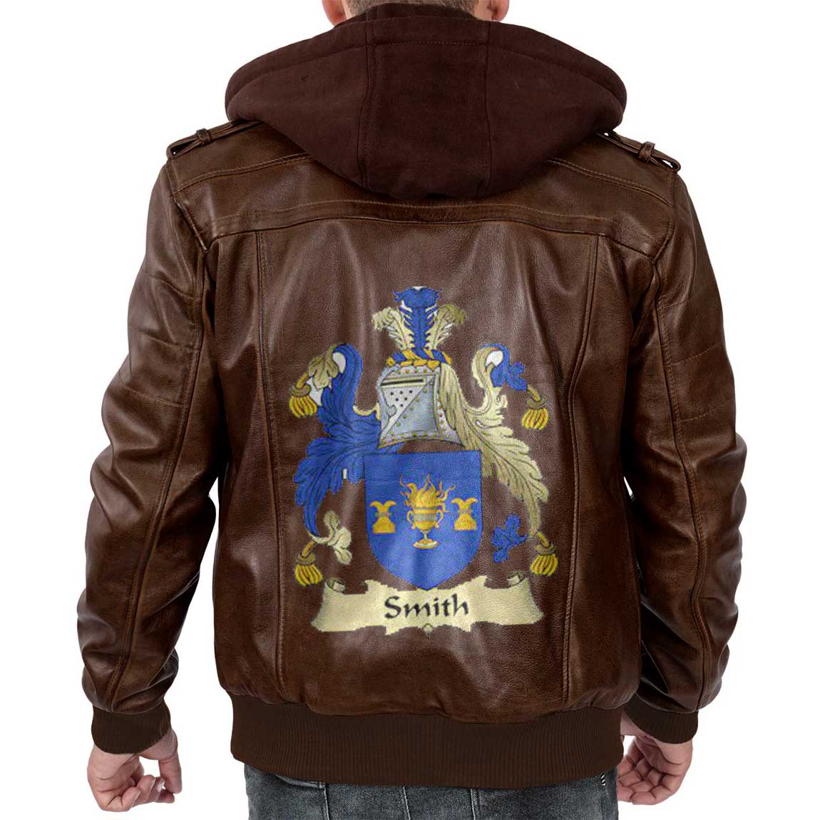 Clan Smith Tartan Zip Leather Jacket Crest And Plaid Basic Style