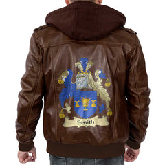 Clan Smith Tartan Zip Leather Jacket Crest And Plaid Basic Style