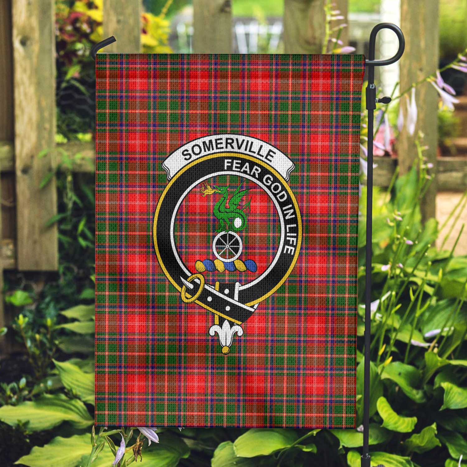 Clan Somerville Tartan Garden Flag Crest And Plaid Basic Style