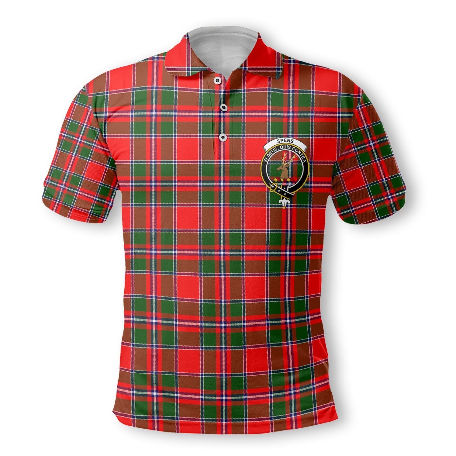 Clan Spens Tartan Golf Men Polo Shirt Crest And Plaid Basic Style