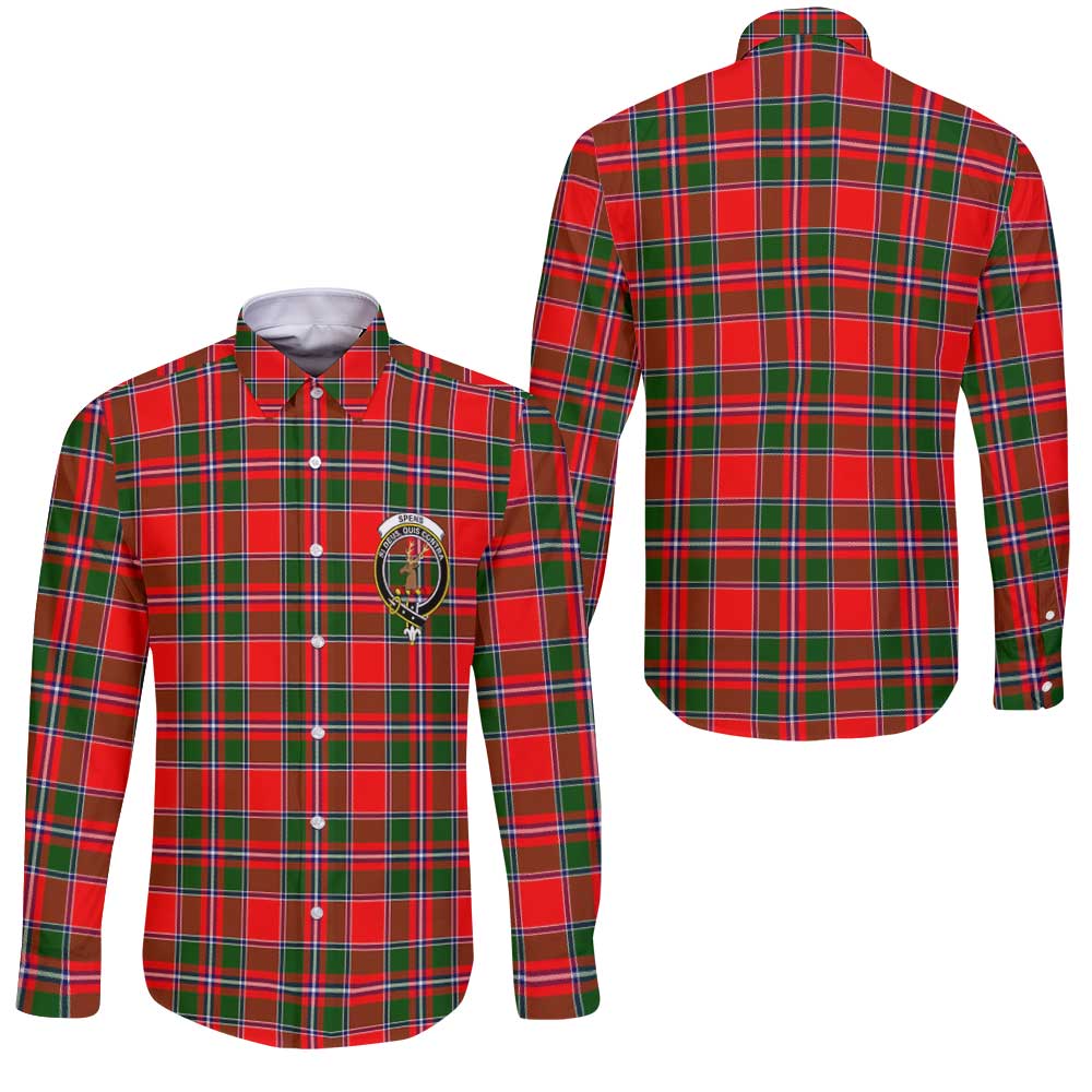 Clan Spens Tartan Long Sleeve Button Shirt Crest And Plaid Basic Style