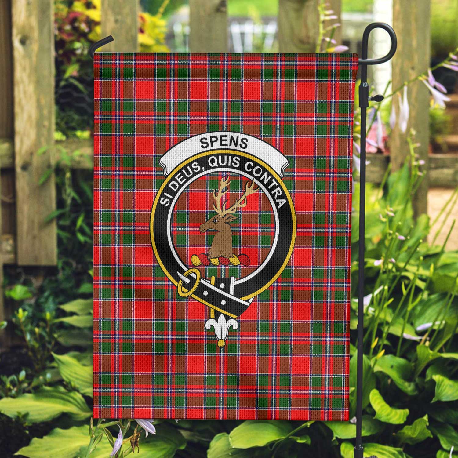 Clan Spens Or Spence Tartan Garden Flag Crest And Plaid Basic Style
