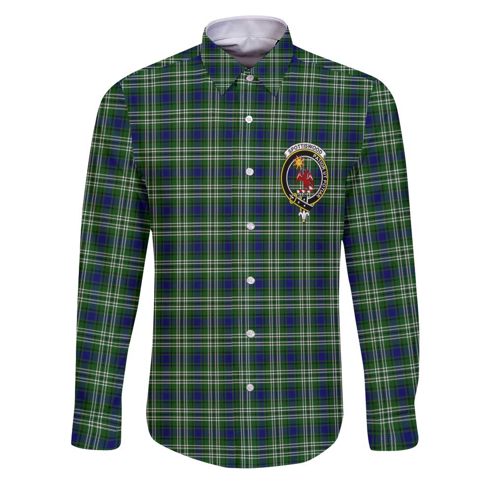 Clan Spottiswood Tartan Long Sleeve Button Shirt Crest And Plaid Basic Style
