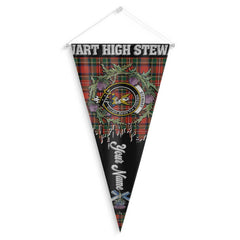 Clan Stewart High Stewards Tartan Felt Pennant Crest And Plaid Basic Style