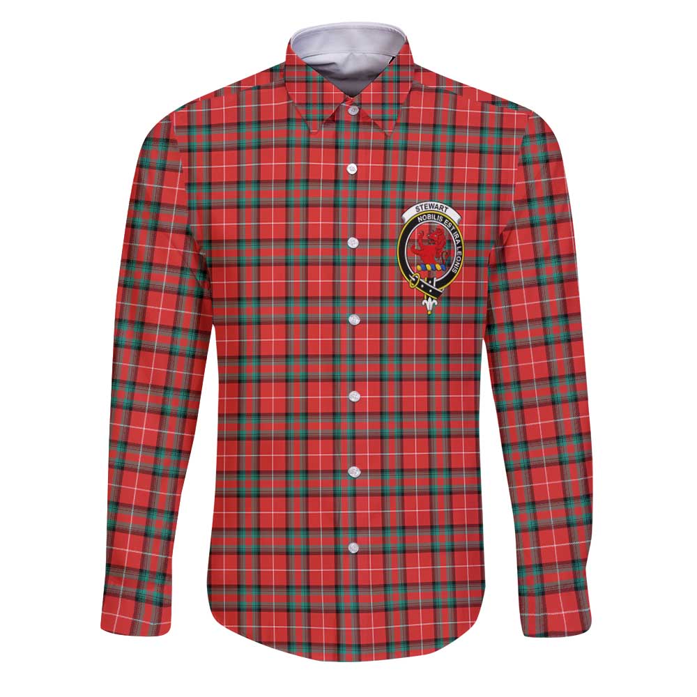 Clan Stewart Of Bute Tartan Long Sleeve Button Shirt Crest And Plaid Basic Style