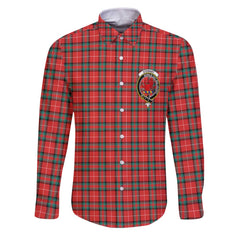 Clan Stewart Of Bute Tartan Long Sleeve Button Shirt Crest And Plaid Basic Style