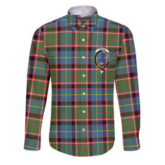 Clan Stirling Tartan Long Sleeve Button Shirt Crest And Plaid Basic Style
